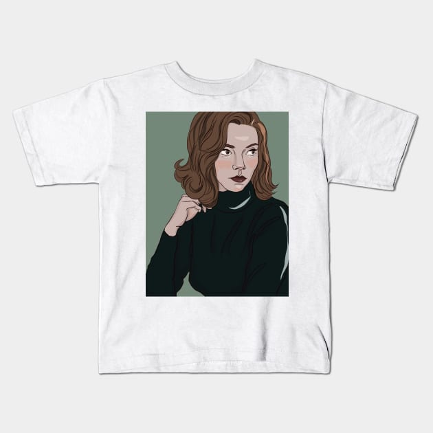 Beth Harmon Kids T-Shirt by zuhzuhz